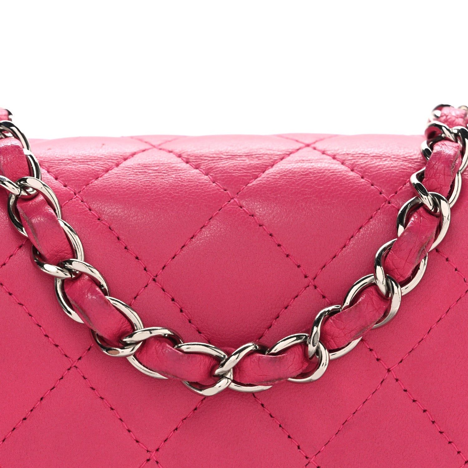 Lambskin Quilted Mini Square Flap Dark Pink