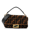 Shearling Vitello Dolce Macro FF 1974 Baguette Tobacco Black