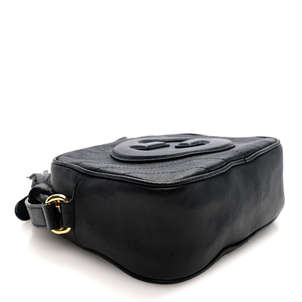 Sakai Be Green Calfskin Diagonal Stitched Small Blondie Shoulder Bag Black