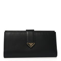 Saffiano Calfskin Large Triangle Continental Wallet Black