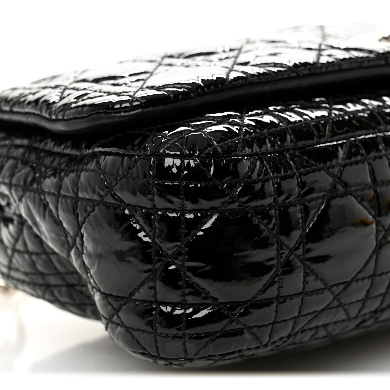 Patent Lambskin Cannage Rendezvous Flap Black