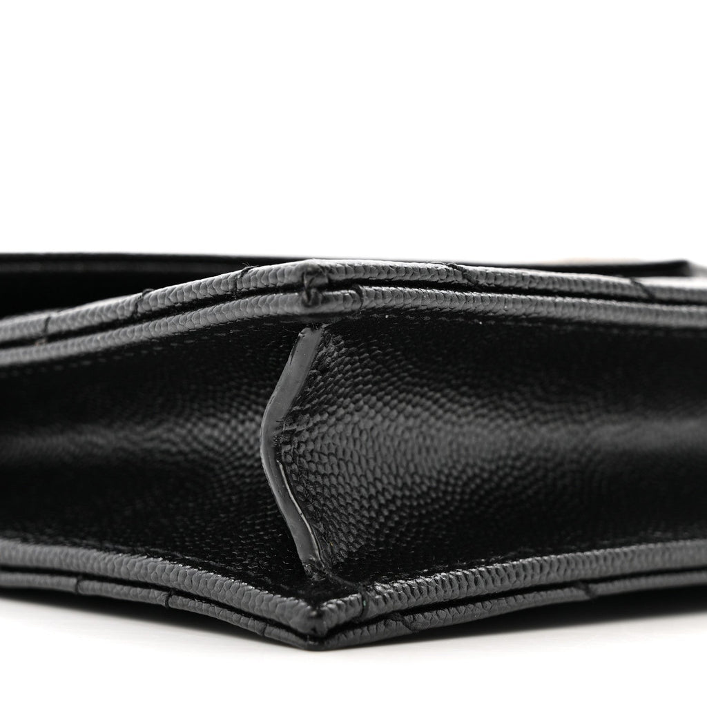 Grain De Poudre Matelasse Chevron Monogram Envelope Chain Wallet Black