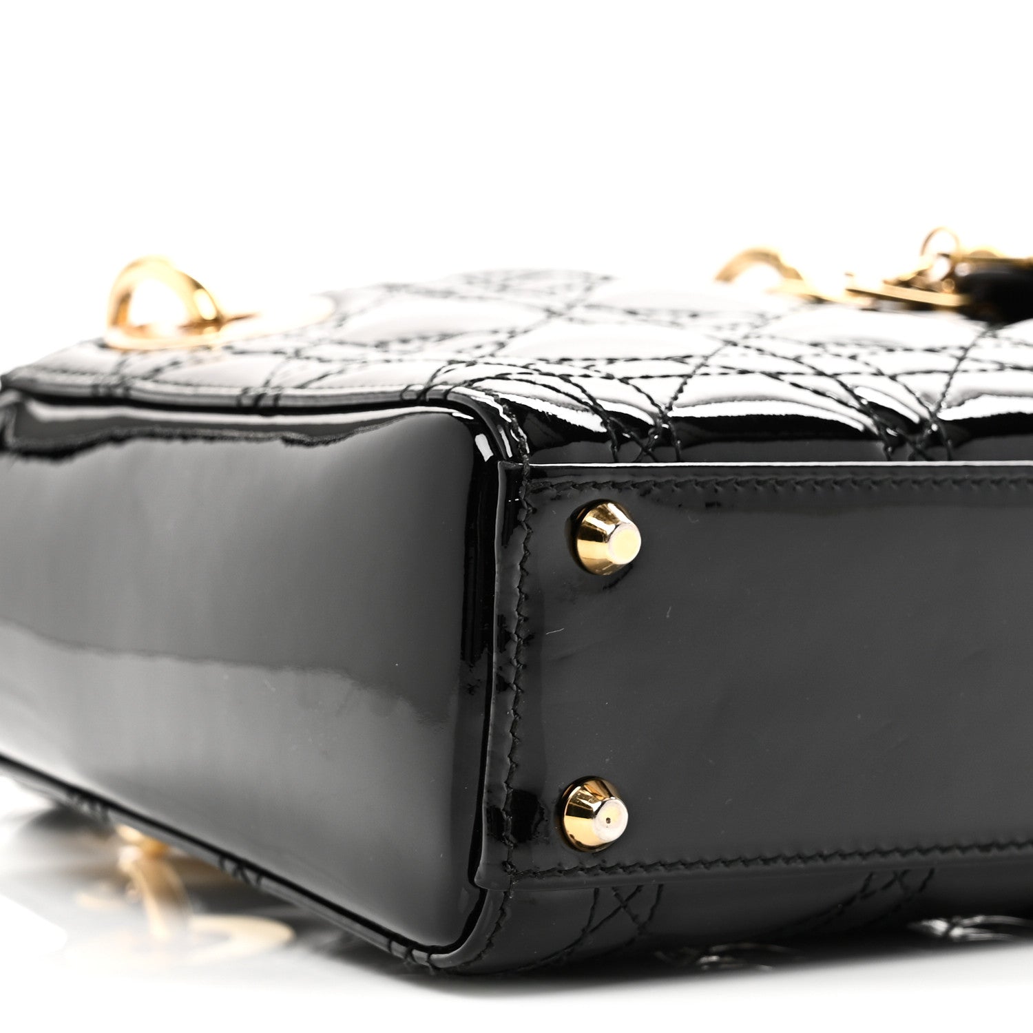 Patent Cannage Mini Lady Dior Black