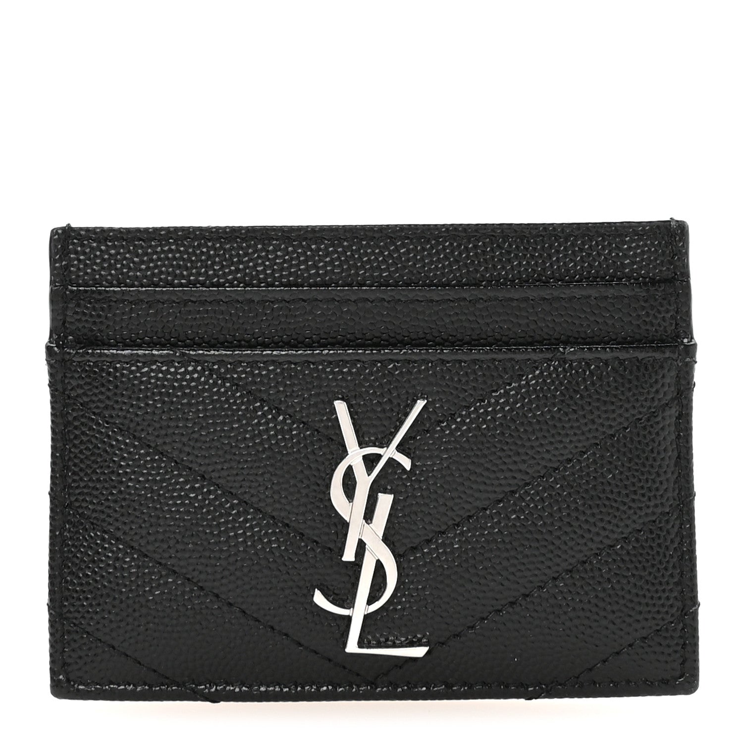 Grain De Poudre Matelasse Chevron Monogram Credit  Case Black