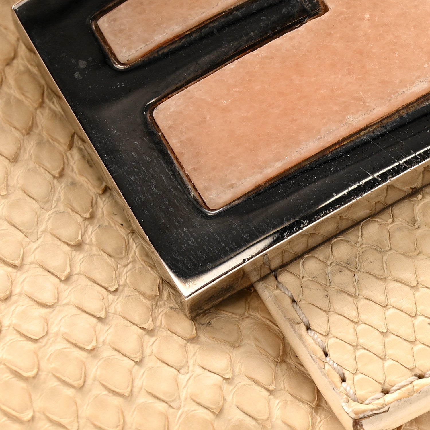 Snakeskin Baguette Light Beige