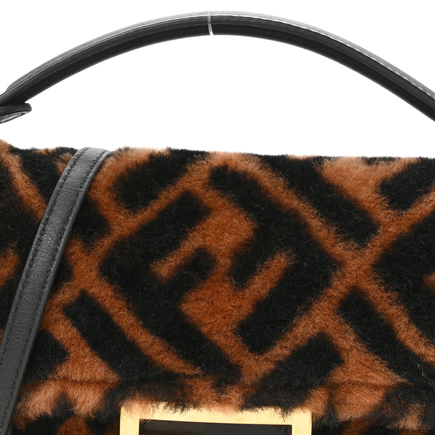 Shearling Vitello Dolce Macro FF 1974 Mini Tobacco Black
