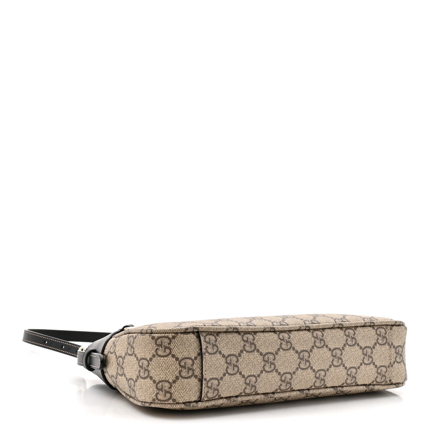GG Supreme Monogram Textured Calfskin Small Emblem Shoulder Bag Beige Black