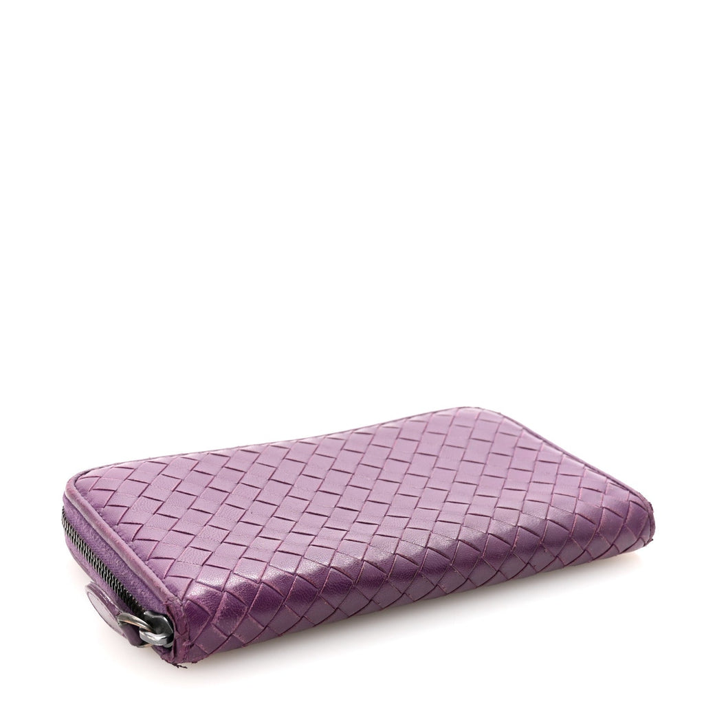Nappa Intrecciato Zip Around Wallet Aubergine