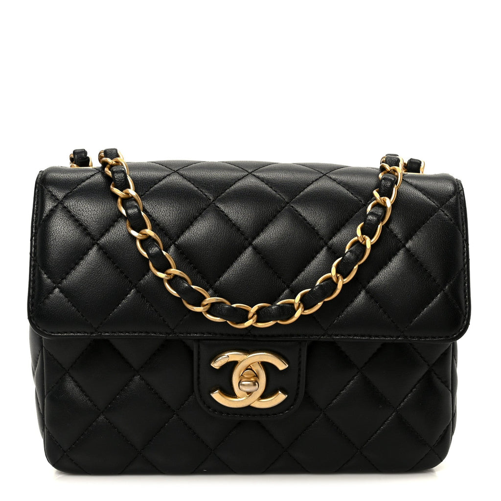 Lambskin Quilted Casino Chips Small Flap Black