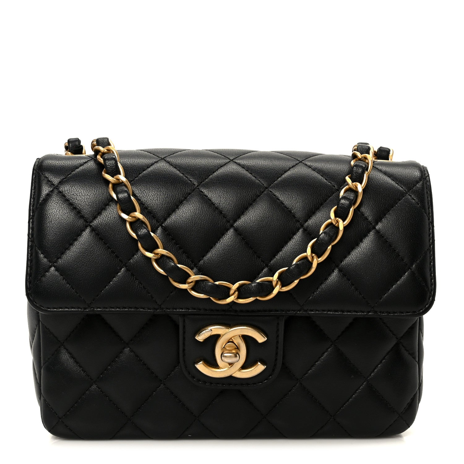Lambskin Quilted Casino Chips Small Flap Black