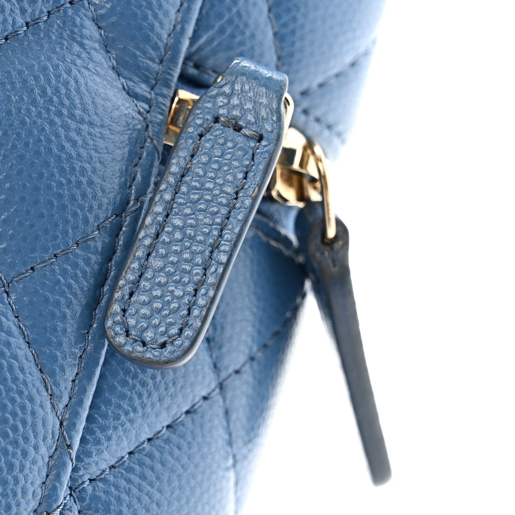 Caviar Quilted Phone Holder With Chain Blue