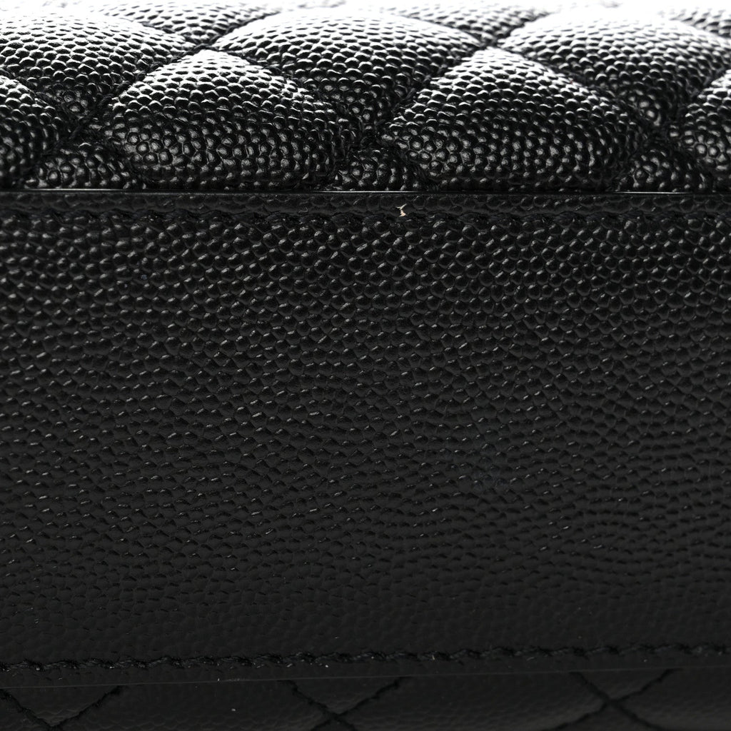 Grain De Poudre Textured Mixed Matelasse Large Triquilt Monogram Satchel Black