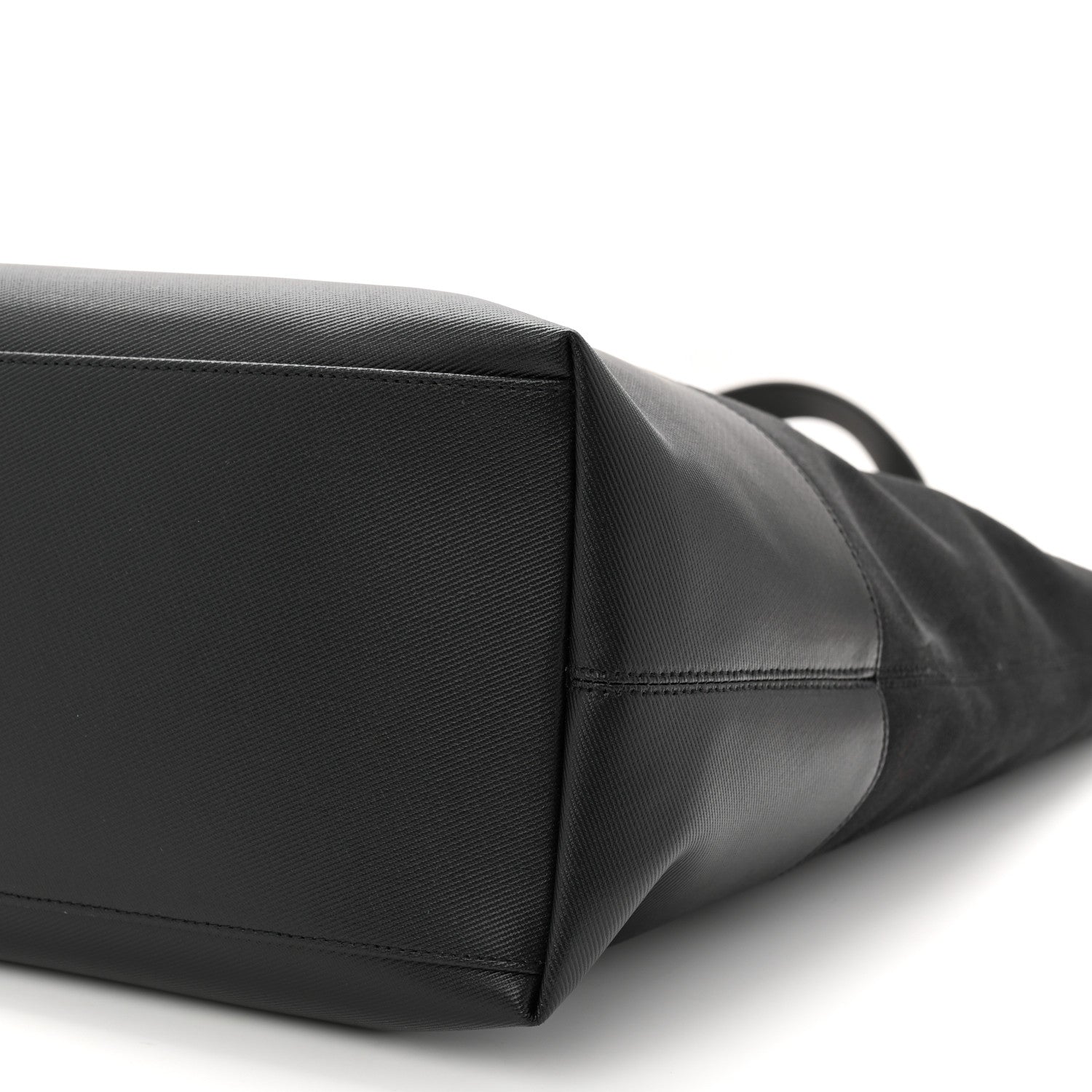 Canvas Calfskin T-Bar Shopping Bag Black