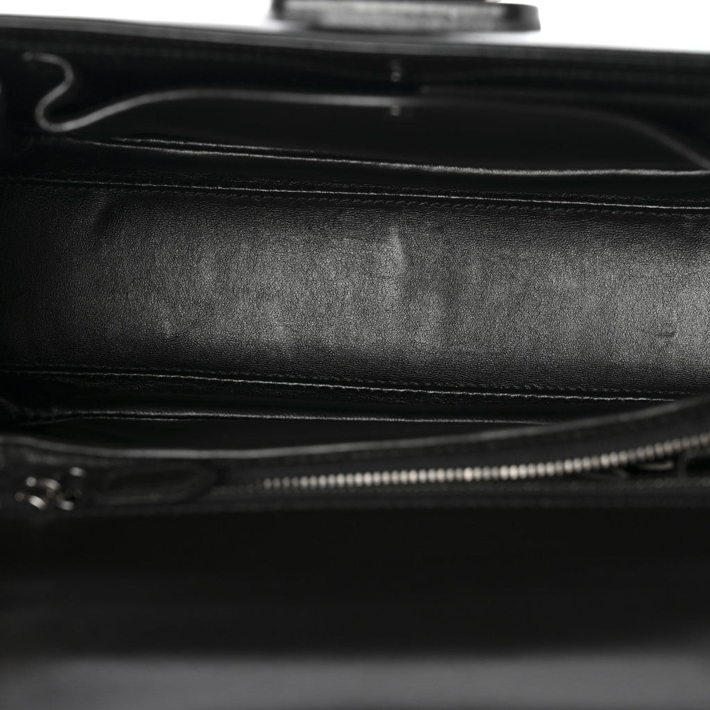 Boarded Dyana Lux Calfskin Web Monochrome Medium Bamboo 1947 Top Handle Bag Black