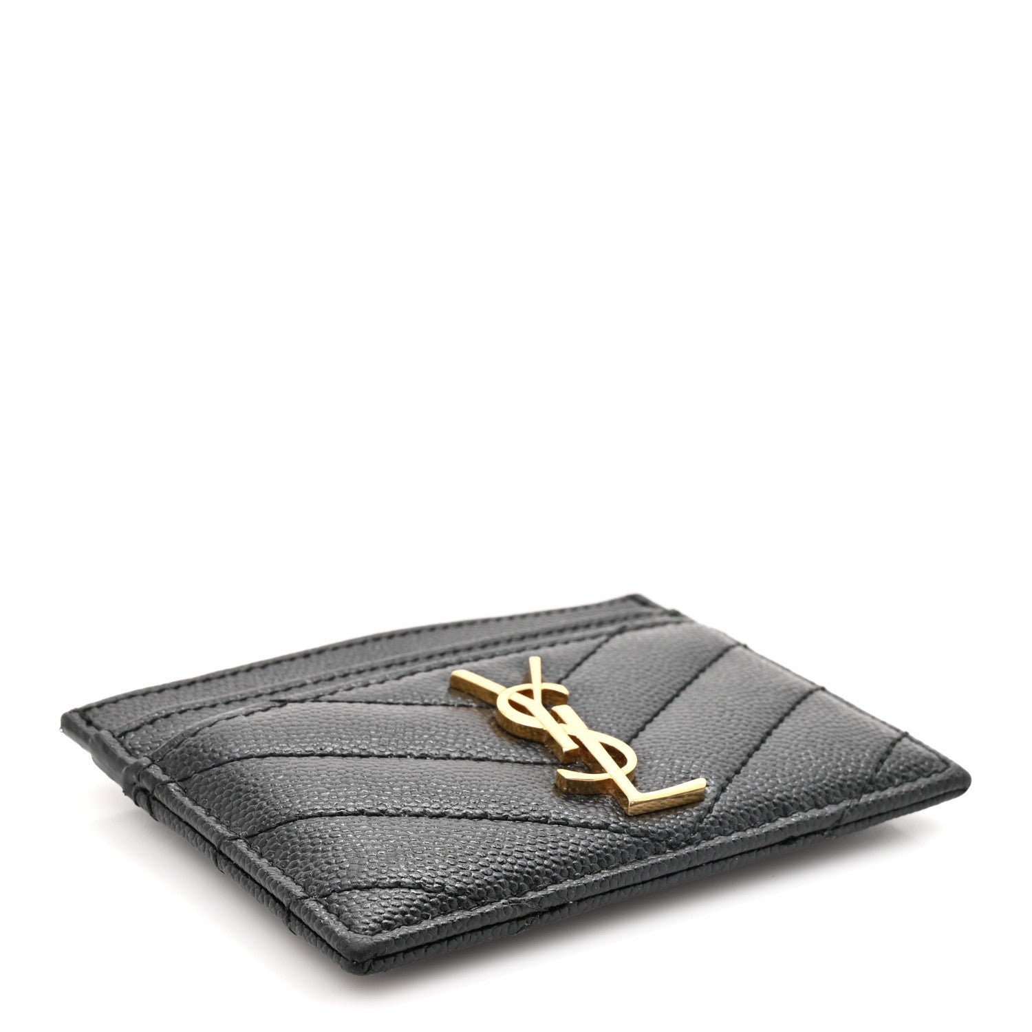Grain De Poudre Matelasse Chevron Monogram Credit  Case Black