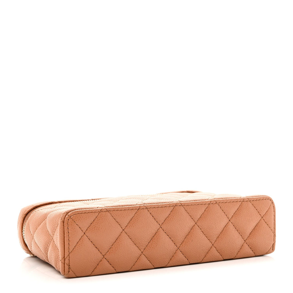 Caviar Quilted Top Handle Slim Vanity With Chain Brown