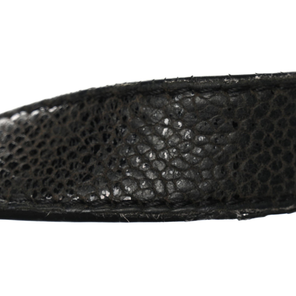 Crumpled Grained Calfskin Quilted CC Crave Tote Black