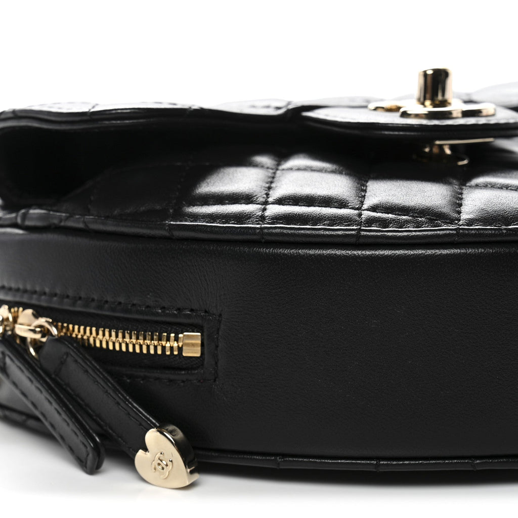 Lambskin Quilted CC In Love Heart Bag Black