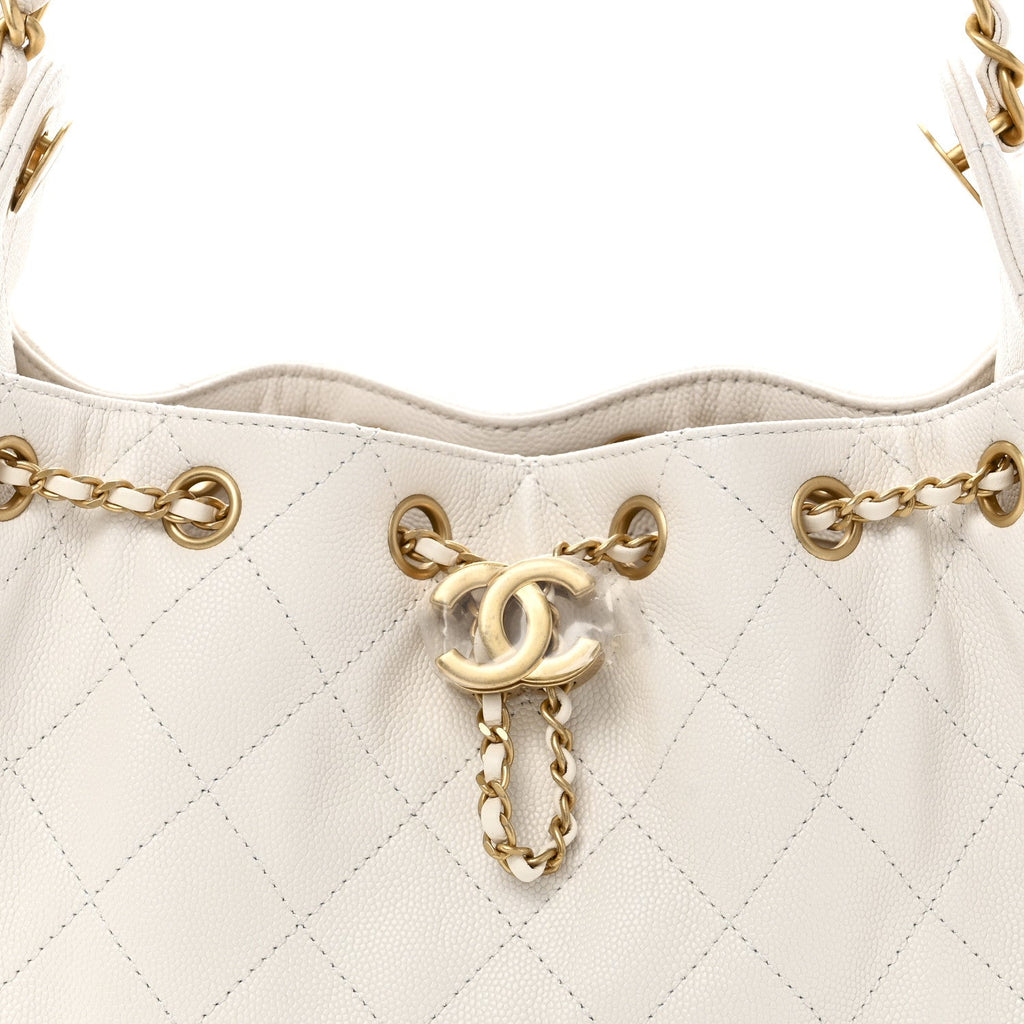 Caviar Quilted Mini Chanel 25 Handbag White