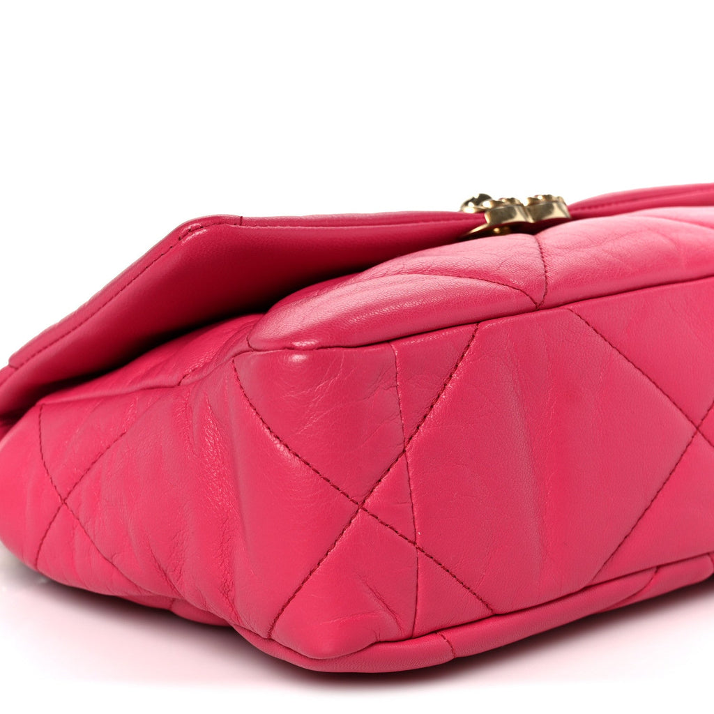 Lambskin Quilted Medium Chanel 19 Flap Dark Pink