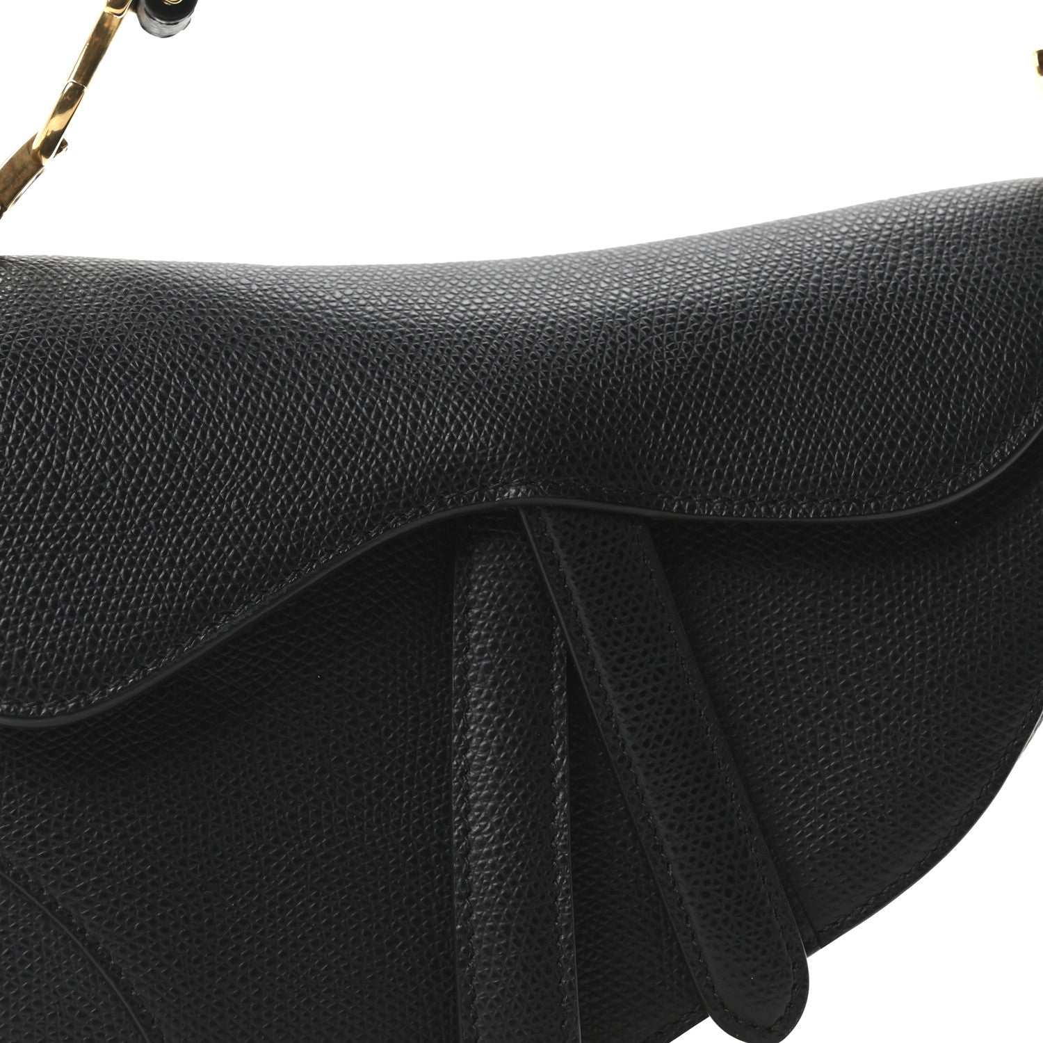Grained Calfskin Mini Saddle Bag Black