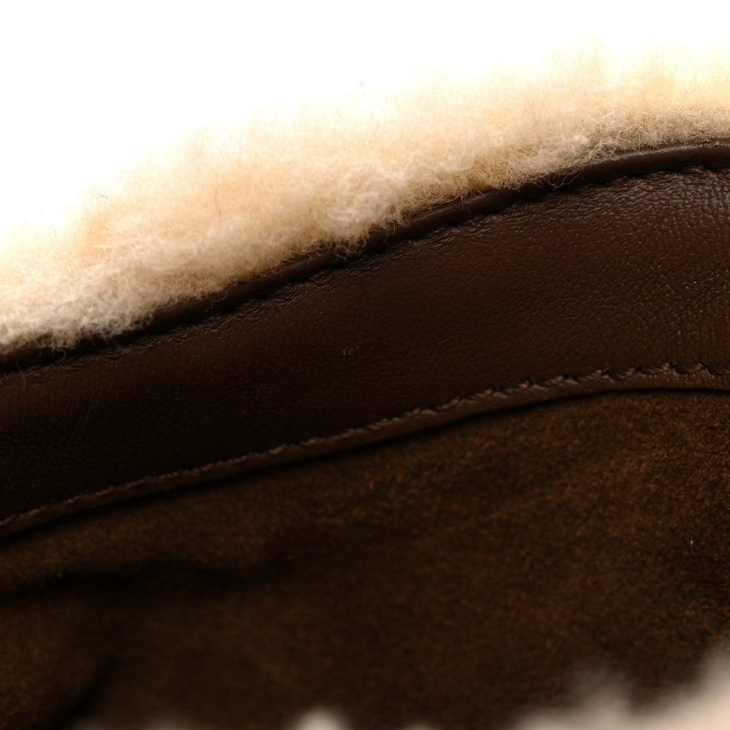 Shearling Suede Mini Le 5 A 7 Vertical Hobo Natural Beige Dark Cigar