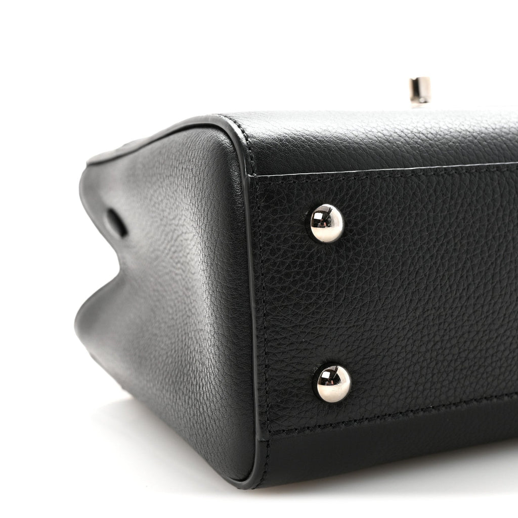 Grained Calfskin Mini Neo Executive Shopper Tote Black