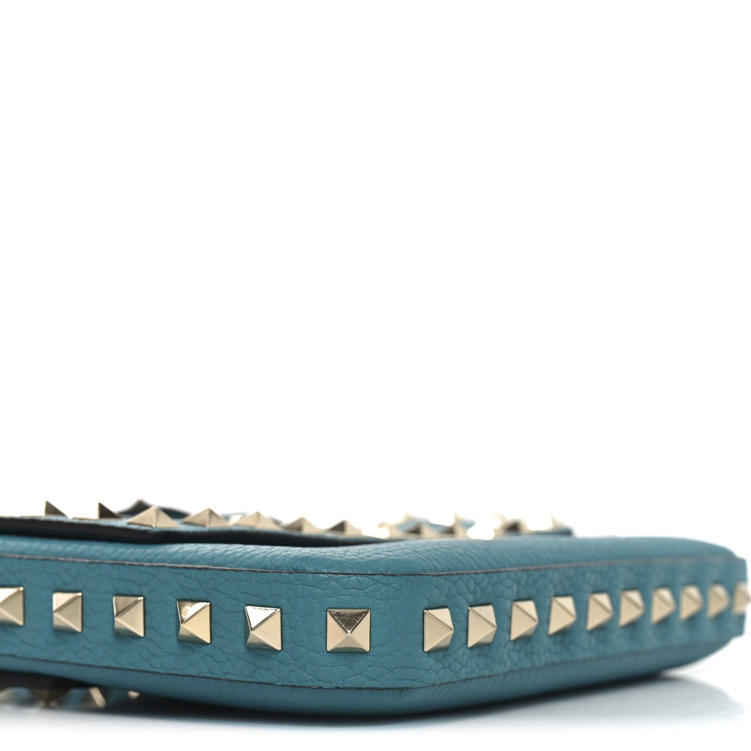 Grainy Calfskin Rockstud Crossbody Pouch Ultra Marine Green