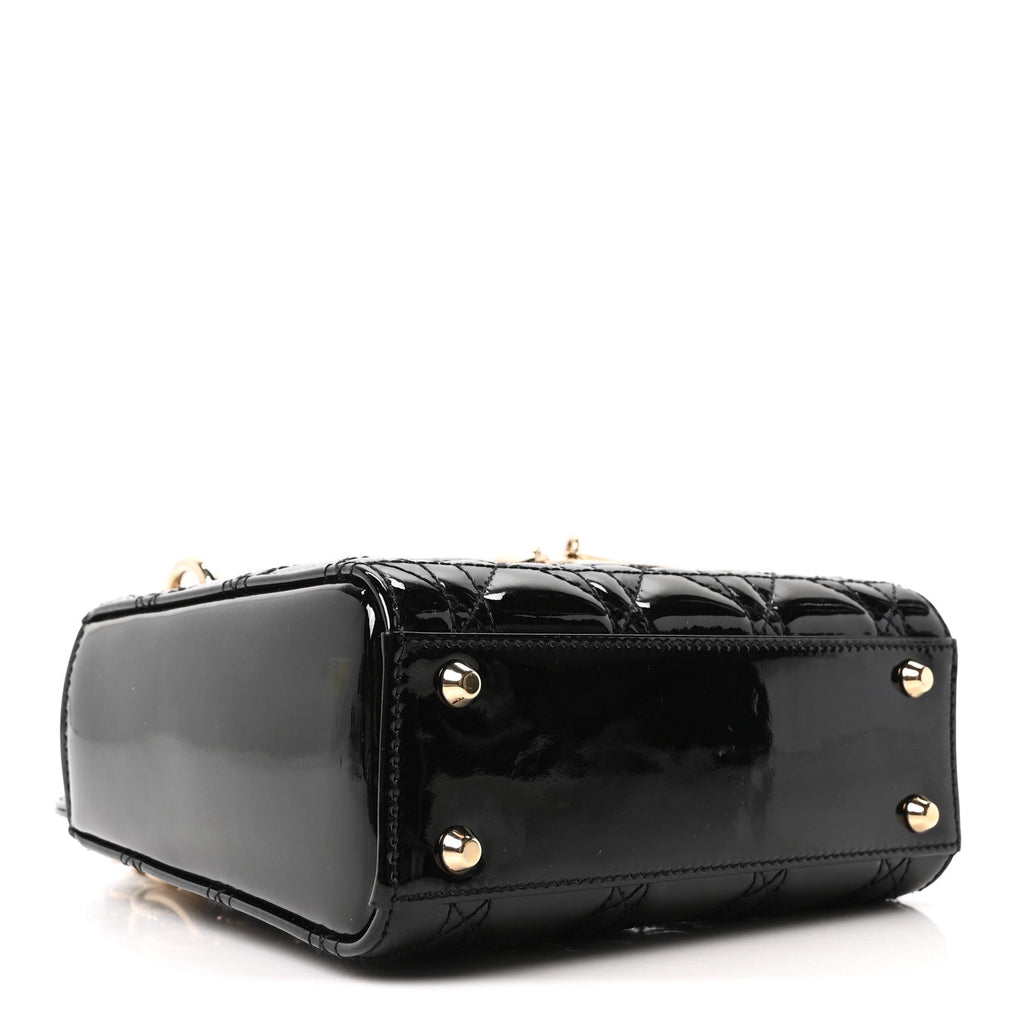 Patent Cannage Mini Lady Dior Black