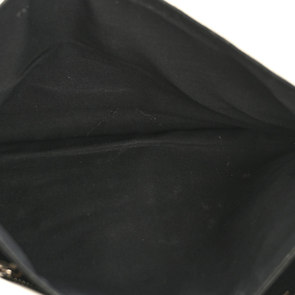 Chevre Silver Metallic Edge Hardware Envelope Clutch Gris Glace