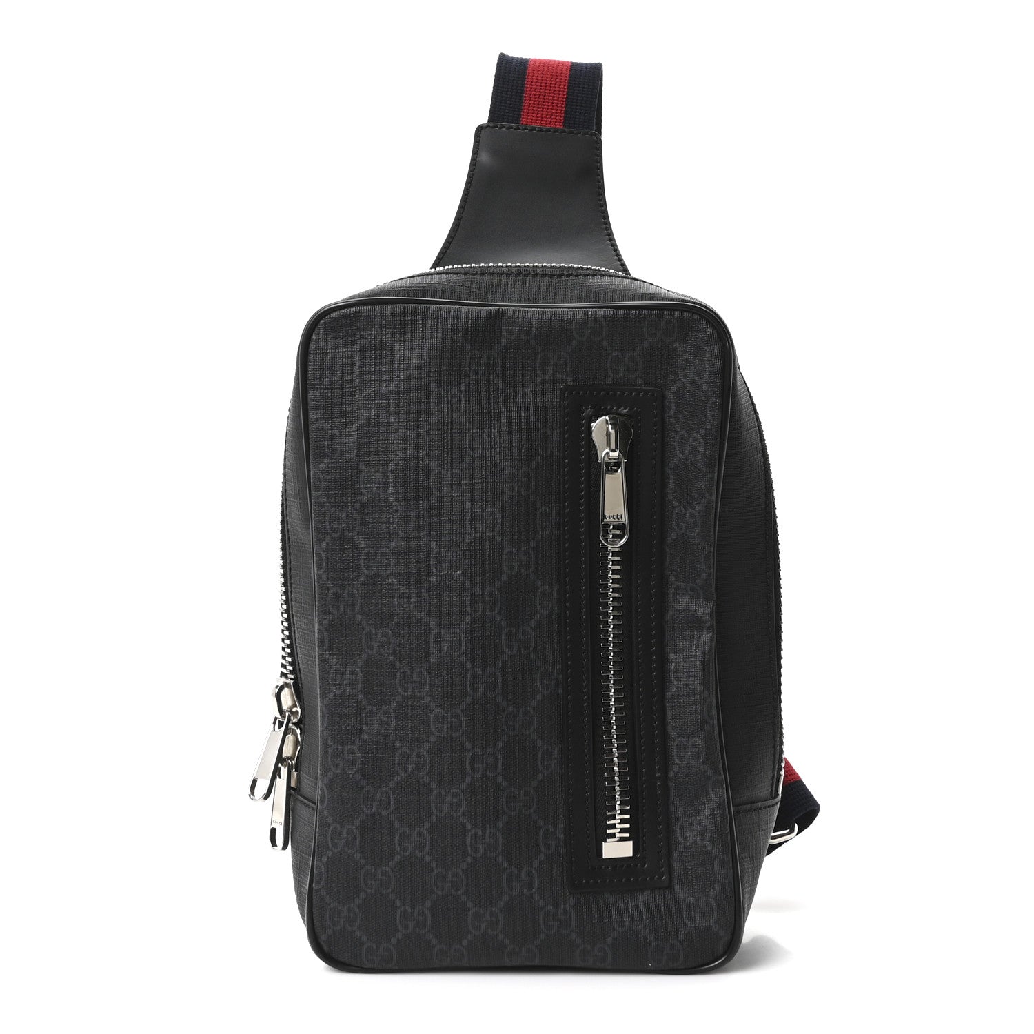 GG Supreme Monogram Web Belt Bag Black Grey