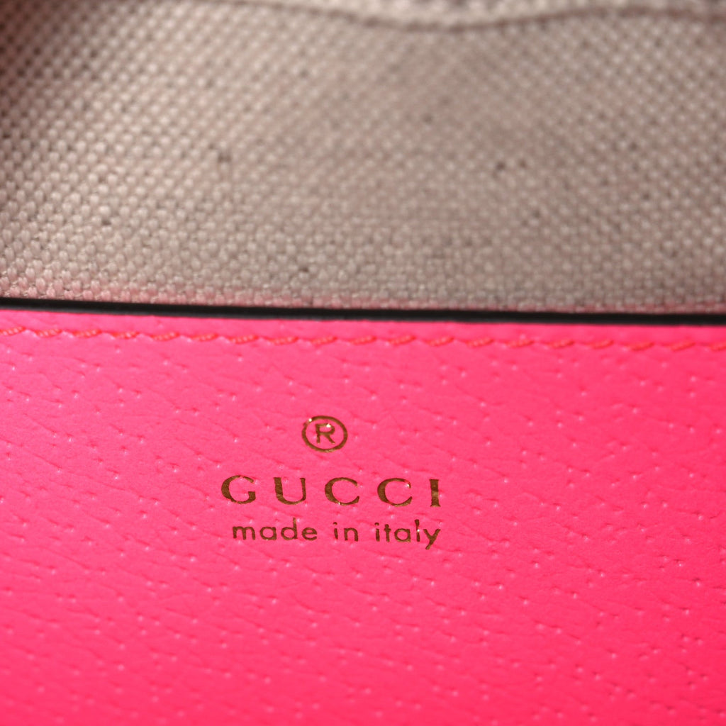 GG Supreme Monogram Textured Dollar Calfskin Web Ophidia Small Crossbody Bag Beige Ebony Fuchsia