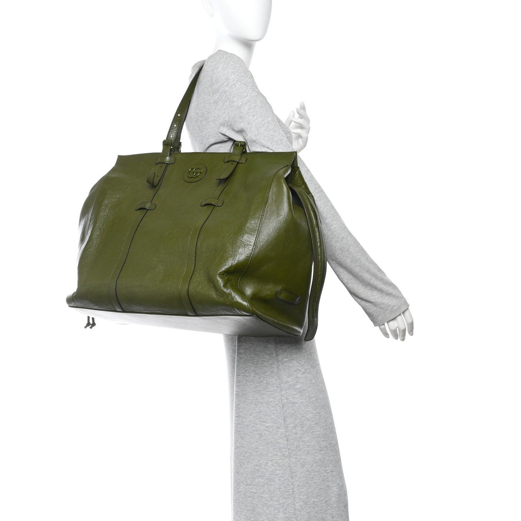 Piuma Lux Energy Monochrome Medium Double G Tote Bag Military Wood