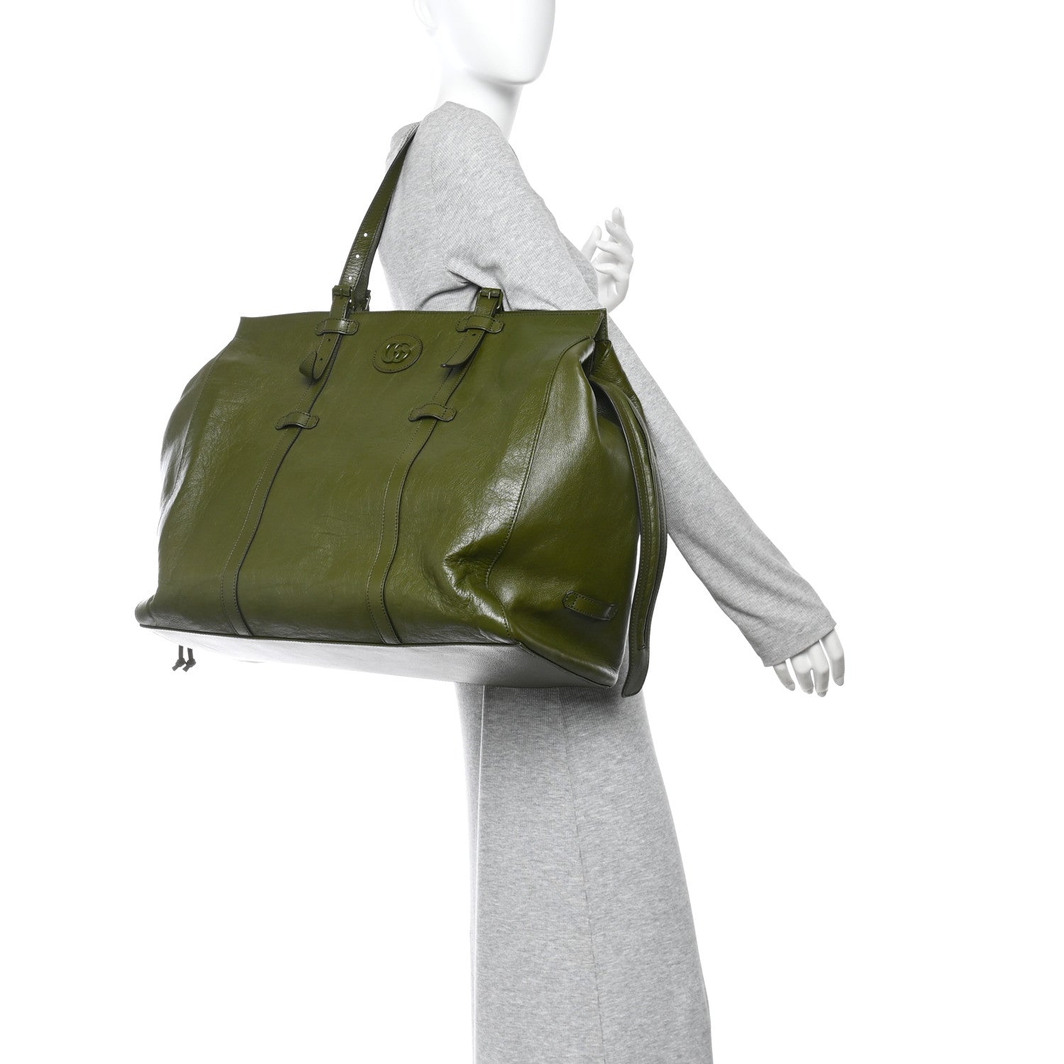 Piuma Lux Energy Monochrome Medium Double G Tote Bag Military Wood