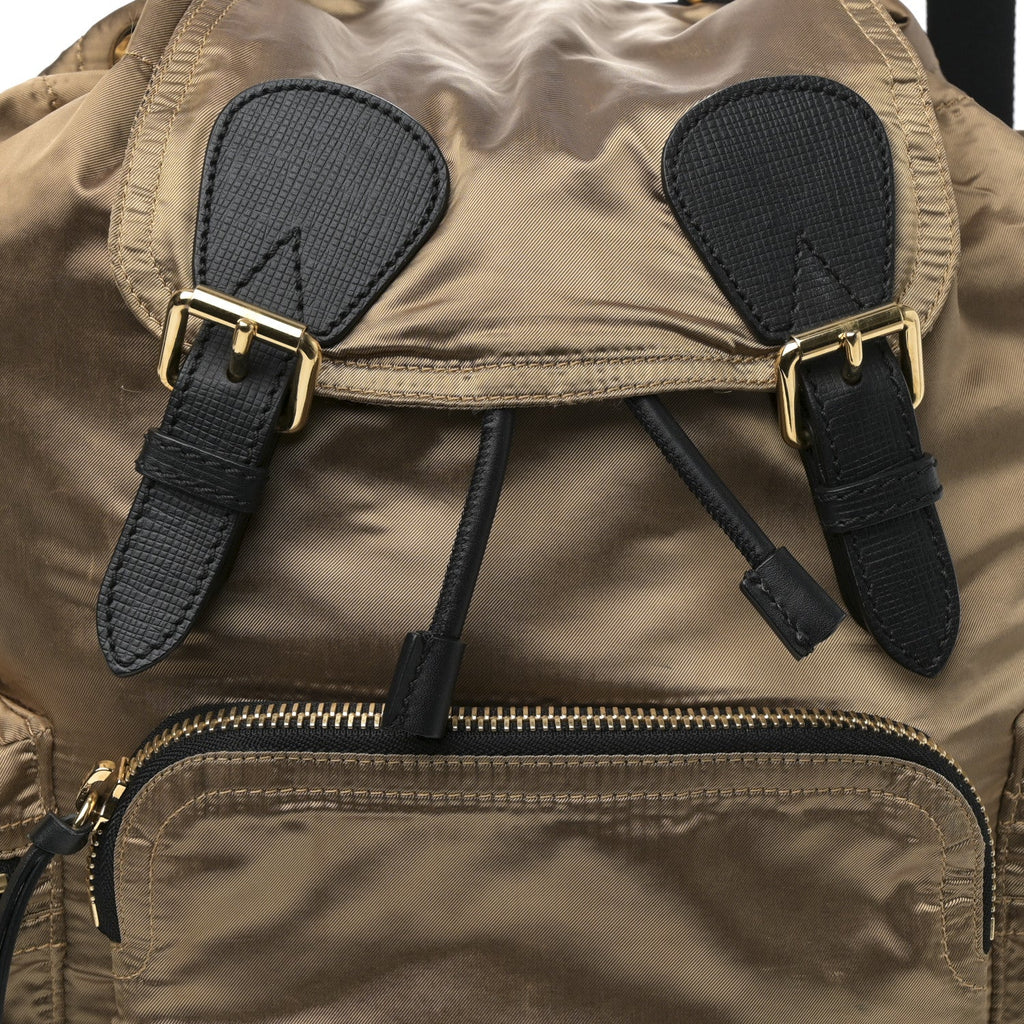 Metallic Satin Nylon Medium Rucksack Backpack Gold