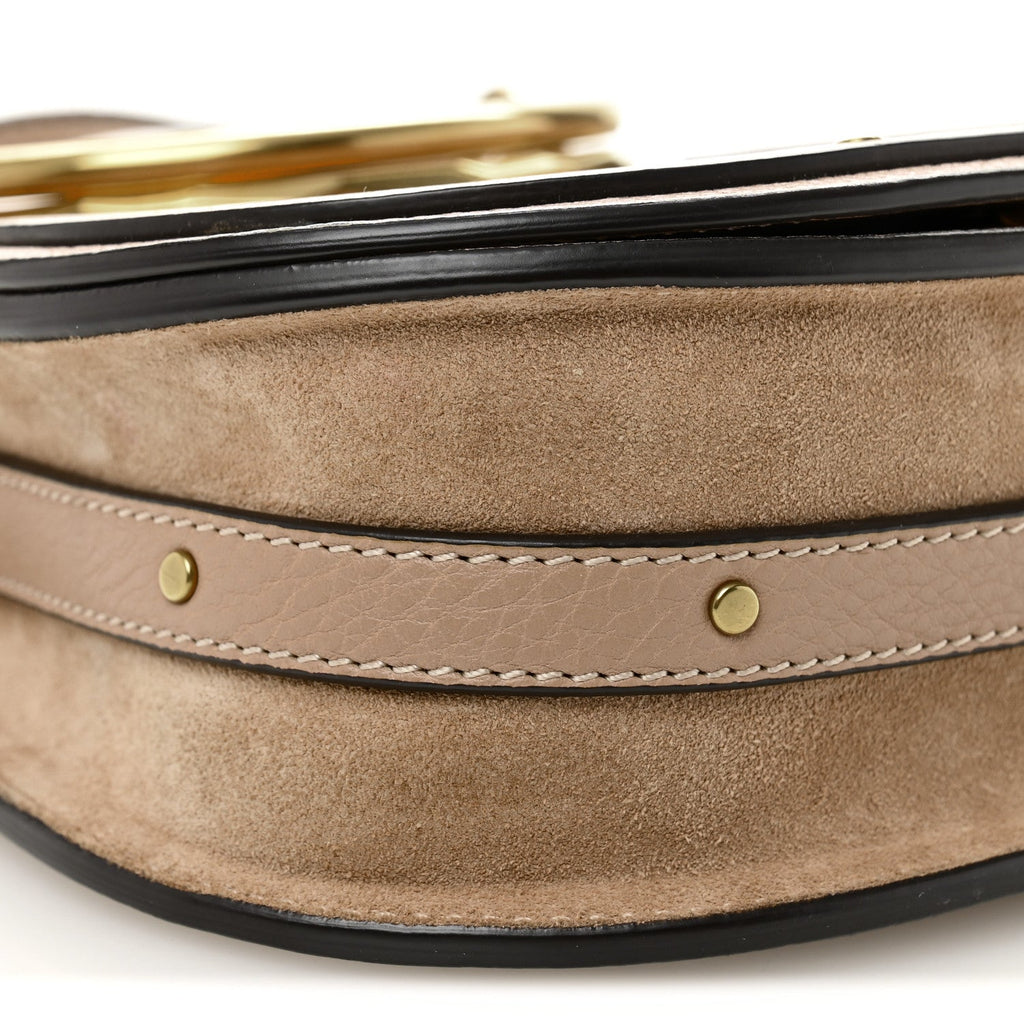 Calfskin Suede Small Nile Bracelet Bag Biscotti Beige