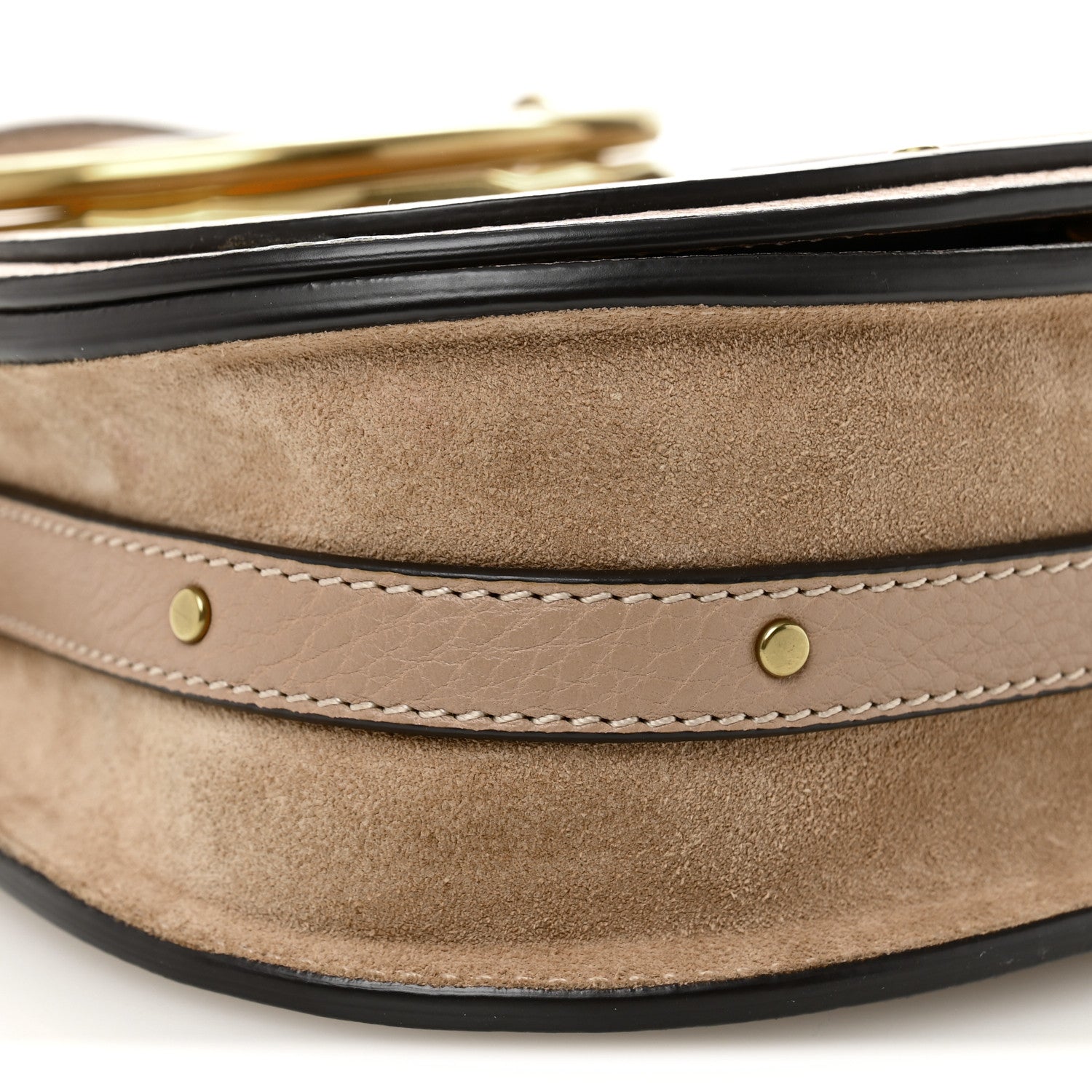 Calfskin Suede Small Nile Bracelet Bag Biscotti Beige