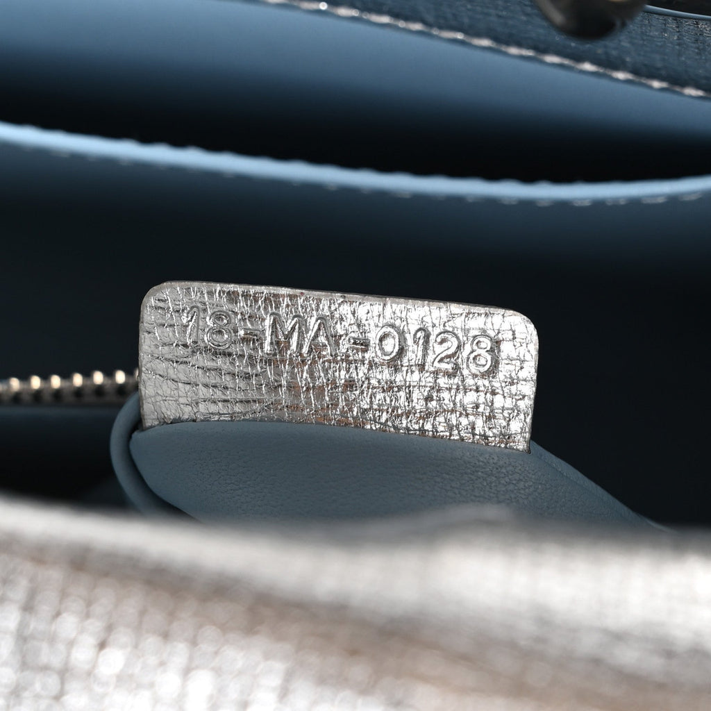 Metallic Grained Calfskin Cannage Small Lucky Badges My Lady Dior Silver