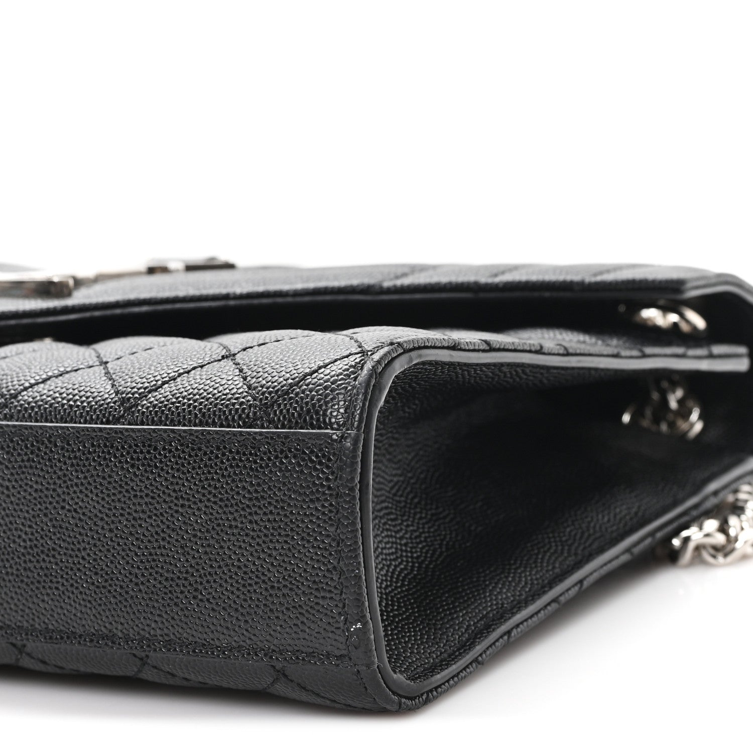 Grain De Poudre Textured Mixed Matelasse Triquilt Medium Monogram Satchel Black