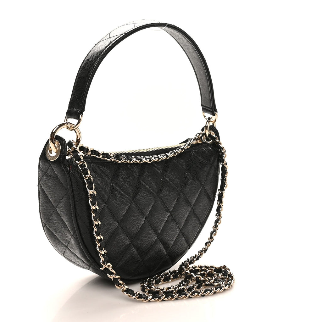 Caviar Quilted Clutch With Chain Black