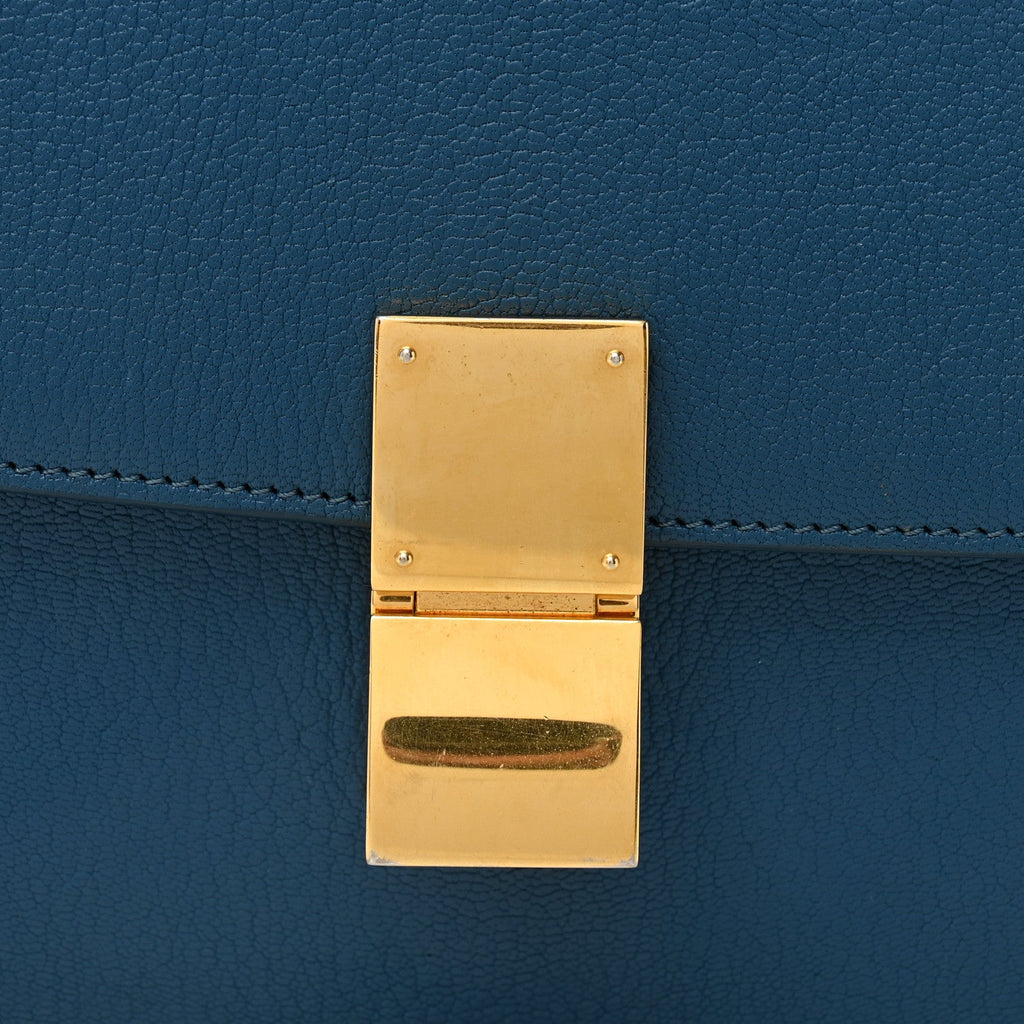 Goatskin Calfskin Medium Classic Box Flap Bag Deepsea