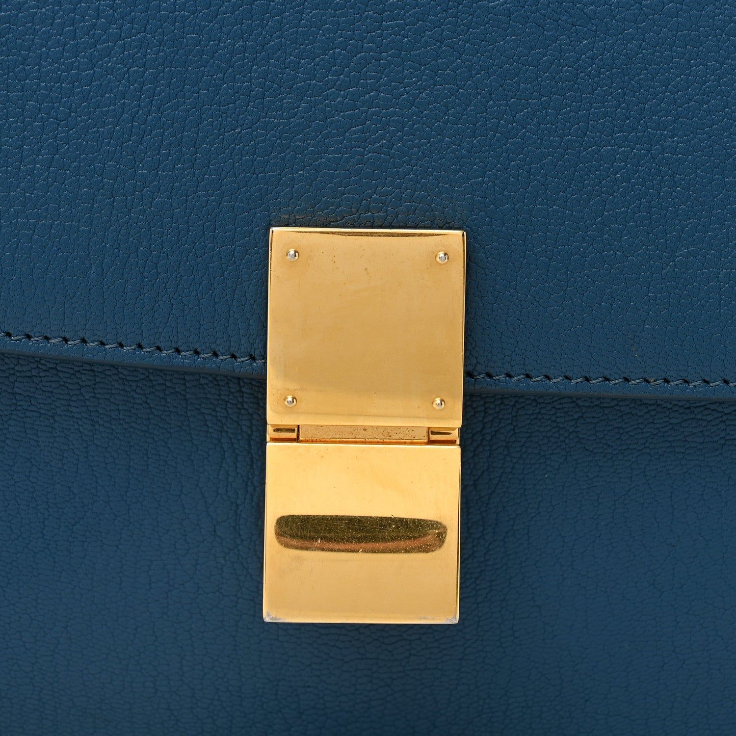Goatskin Calfskin Medium Classic Box Flap Bag Deepsea
