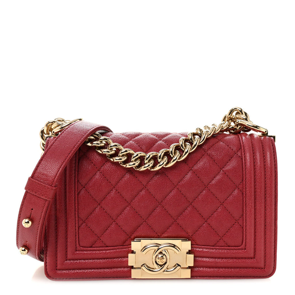Caviar Quilted Small Boy Flap Fuchsia