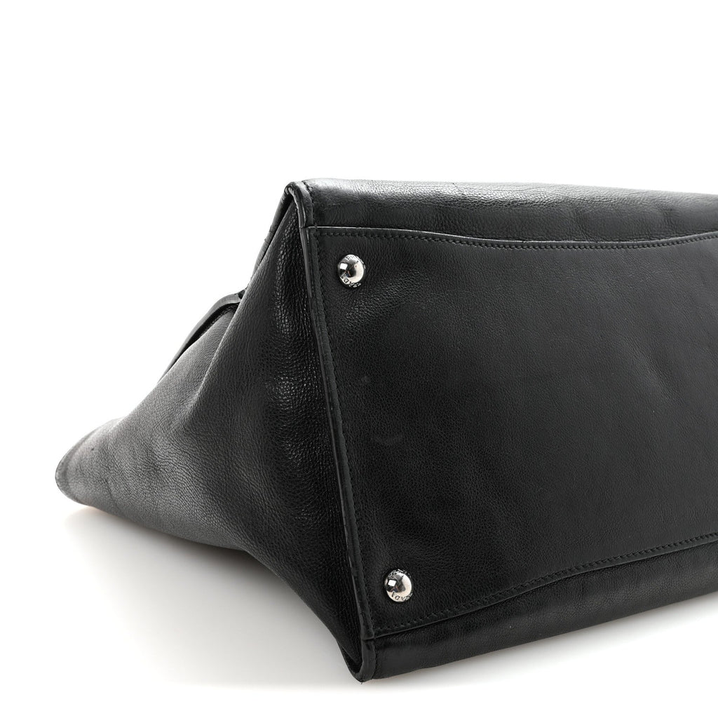 Glace Calf Twin Pocket Tote Black