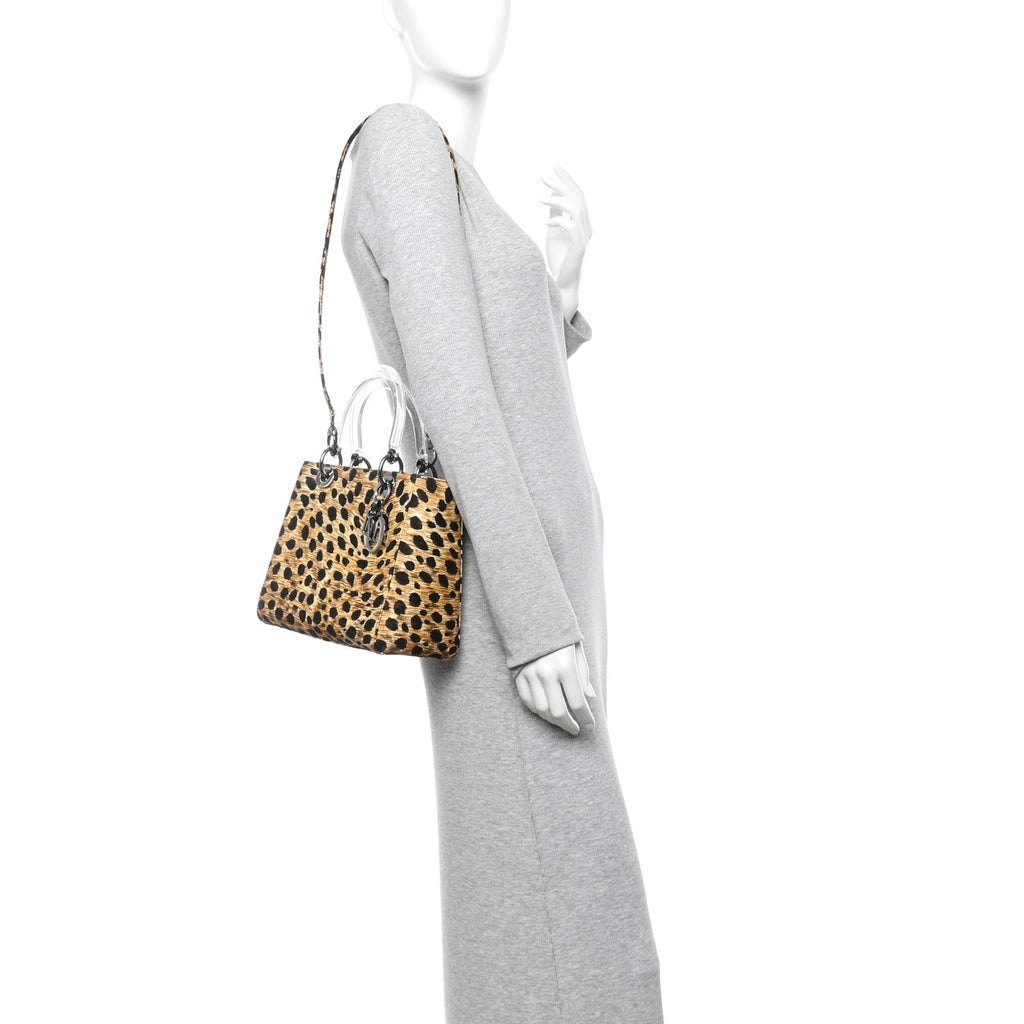 Canvas Leopard Print Medium Lady Dior
