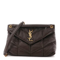 Lambskin Quilted Small Loulou Puffer Monogram Chain Satchel Dark Ganache