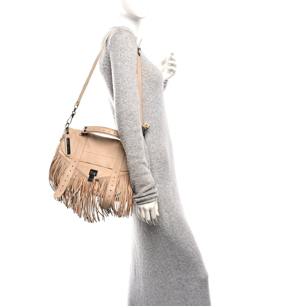 Lambskin Fringe Medium PS1 Satchel Nude