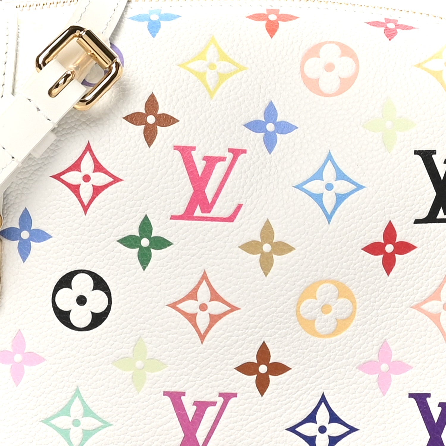 LV x TM Cowhide Monogram Multicolor Side Trunk MM White
