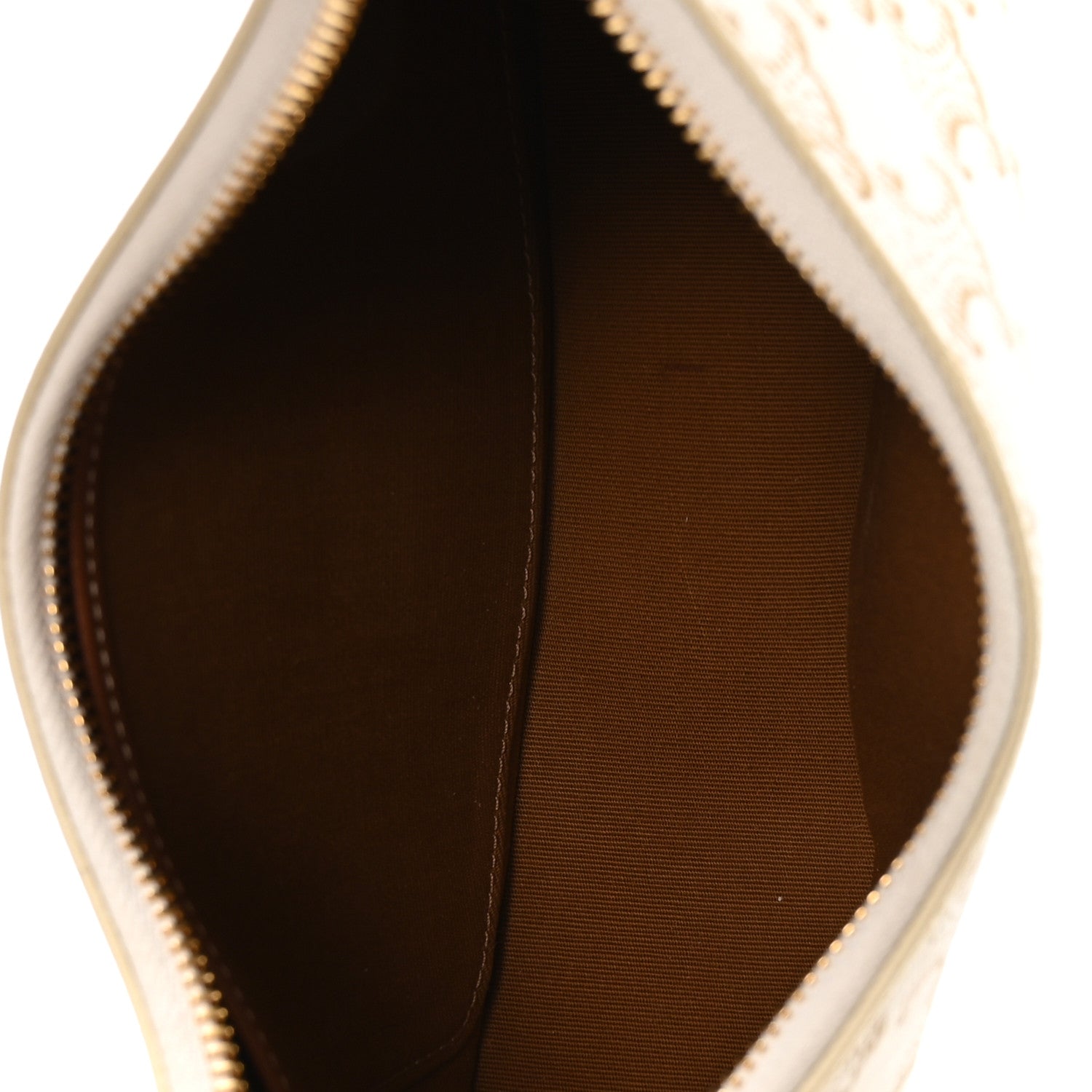 Canvas Calfskin Ava Triomphe Shoulder Bag White