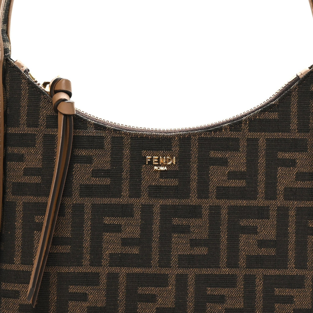 Fabric Jacquard Vitello Grace FF 1974 Mini Fendessence Shoulder Bag Tobacco Moro Ebano
